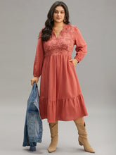 Solid Lace Panel Wrap Patchwork Dress