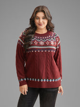Festive Fair Isle Cable Knit Pullover