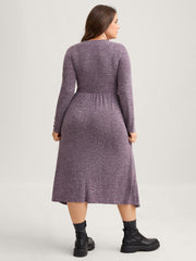 Heart Neckline Button Detailing Crossover Fit Dress