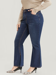 Bootcut Very Stretchy High Rise Dark Wash Split Hem Jeans