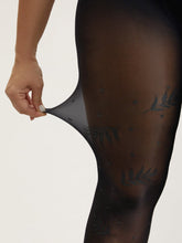 Sheer Leaf Pattern Silk Tights