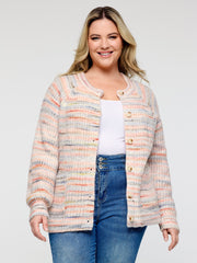 Heather Buttons Pockets Knit Cardigan