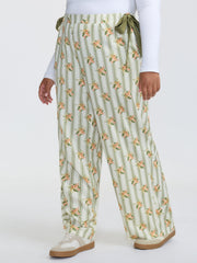 Supersoft Stripe Ribbon-Tie Sleep Bottoms