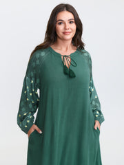 Floral Print Contrast Drawstring Midi Dress