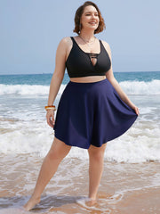 Plain Loose High Waist Swim Shorts
