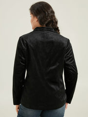 Velvet Lapel Collar Metai Detail Blazer