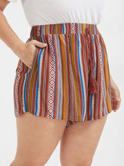 Bandana Printed Pocket Knot Waist Shorts