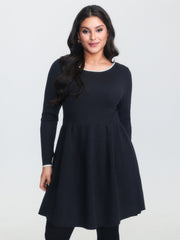 Bowknot Back A-Line Cinched-Waist Sweater Dress