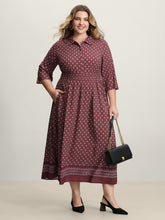 Geometric Print Shirred Waist Maxi Dress