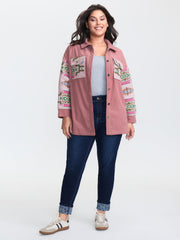 Abstract Print Color Contrast Button-Down Shirt