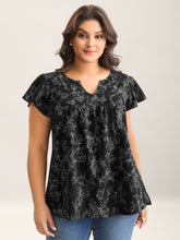 Silhouette Floral Print Flutter Sleeve Blouse