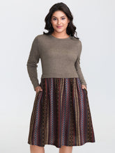 Heather Knit Stripe Layered Midi Dress