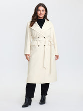 Belted Lapel Collar Double Button Coat