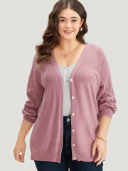 Plain Raglan Sleeve Eyelet Button Fly Cardigan