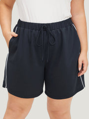 Plain Seam Detail Pocket Knotted Shorts