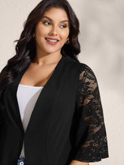 Sheer Lace Stretchy Arc Hem Jacket