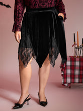 Handkerchief Hem Lace Trim Midi Skirt