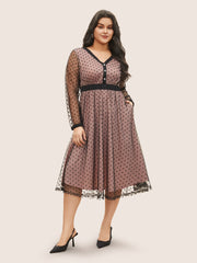 Flocking Polka Dot Tiered Mesh Dress