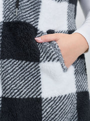 Checkered Reversible Hooded Vest Jacket