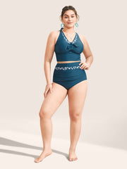 Bandana Floral Embroidered High Rise Swim Bottom