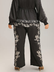 Boho Print Pocket Elastic Waist Pants