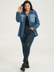 Two Tone Flap Pocket Button Up Corduroy Coat