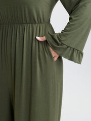 Ruffled Hem Scoop Neck Everyday Jumpsuit