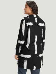 Halloween Brush Print Button Through Split Hem Kimono
