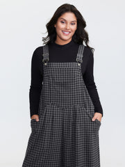 Checkered Pattern Pleated Jumpsuit