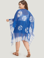 UltraCool Tie Dye Asymmetrical Hem Open Front Kimono