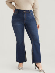 Bootcut Very Stretchy High Rise Dark Wash Split Hem Jeans