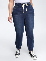 Stretchy Drawstring Cuffed Jogger Jeans