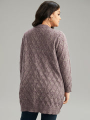 Heather Eyelet Open Front Plisse Cardigan