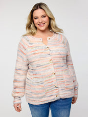 Heather Buttons Pockets Knit Cardigan
