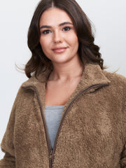 Furry Textured Color Contrast Pockets Jacket