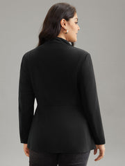 Plain Asymmetrical Neck Button Up Blazer