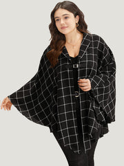 Plaid Buckle Detail Cape Kimono