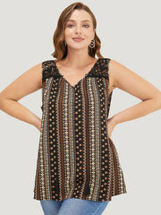 Bandana Print Tassels Lace Tank Top