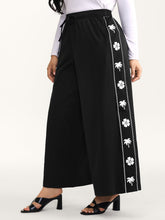 Floral Side Drawstring Wide-Leg Pants