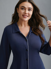 Shirt Collar Sprout Strip Lounge Dress