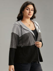 Colorblock Contrast O Ring Zipper Jacket