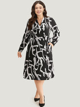 Geometric Print Pocket Wrap Ties Dress