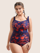 Silhouette Floral Ruched Buckle Detail One Piece Swimsuit