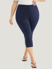 Solid Crisscross Hem Skinny Leggings