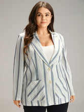 Striped Suit Collar Pocket Blazer