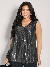 Shimmery Sequin V-Neck A-Line Tank Top