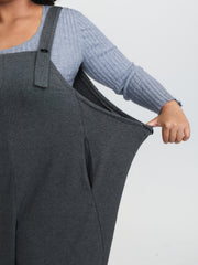 Stretchy Solid Adjustable Overall Jumpsuit