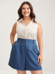 Heather Double Buckle Straight-Leg Shorts