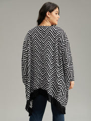 Halloween Geometric Tassel Trim Dolman Sleeve Kimono