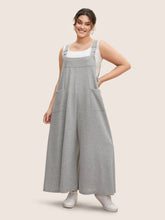 Solid Heather Patched Pocket Wide Leg Jumpsuit